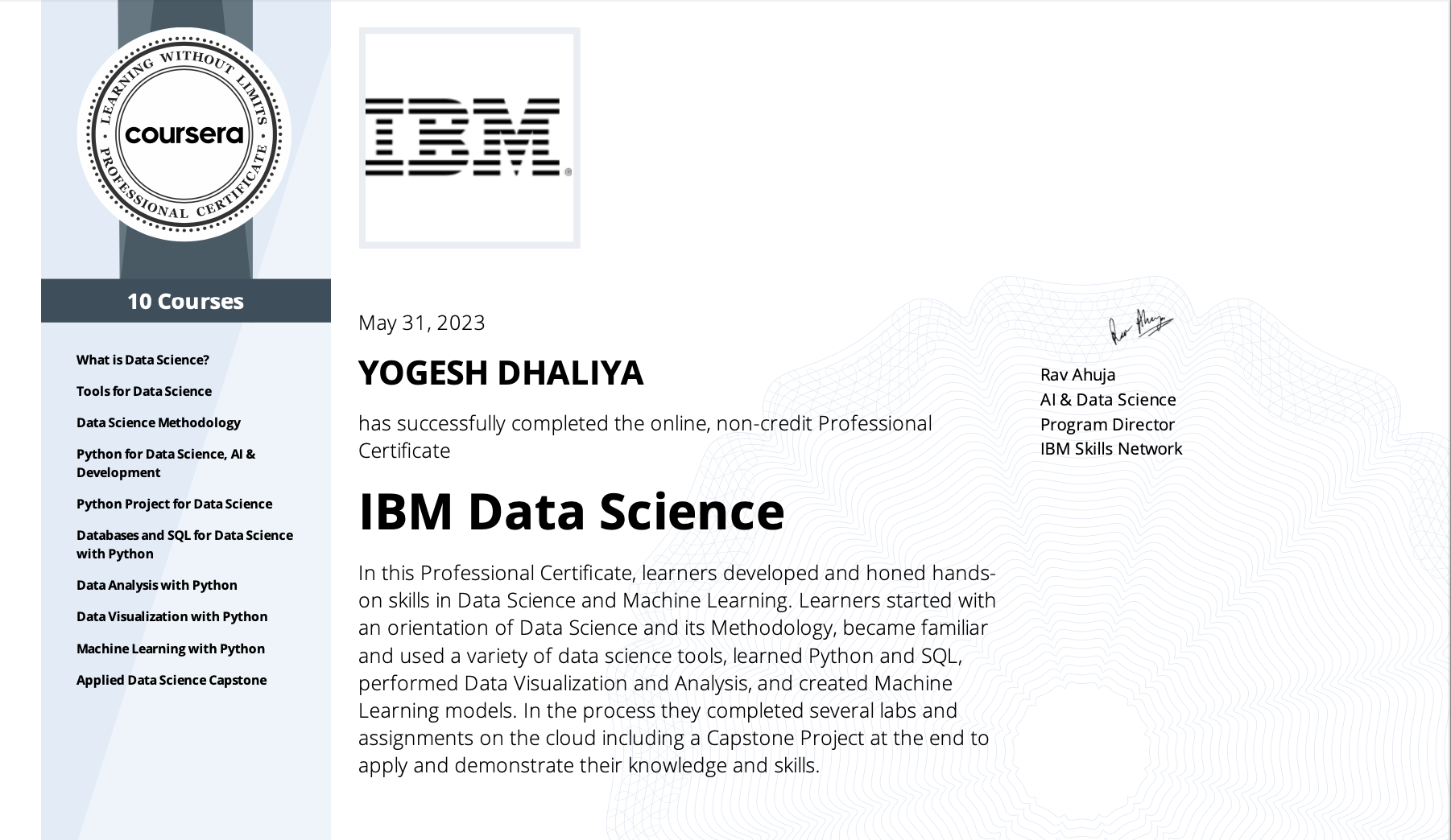 Data Science Professional Certificate