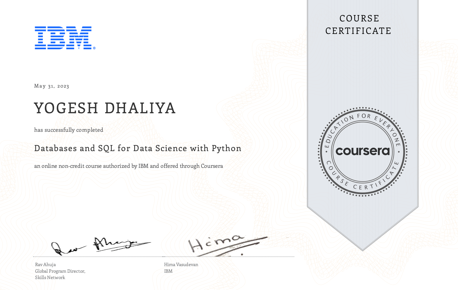 Databases and SQL for Data Science with Python